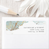 getextureerd blauw goud elegant bruiloft Adres Ter Etiket (Insitu)