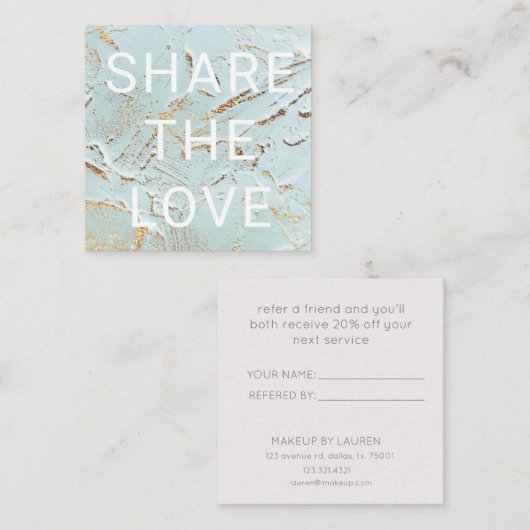 getextureerd blauw goud folie moderne Loyalty Kaar Vierkante Visitekaartje (Voorkant / Achterkant)