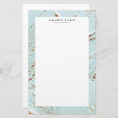 getextureerd blauw goud folie Monogram Stationery Briefpapier (Voorkant / Achterkant)