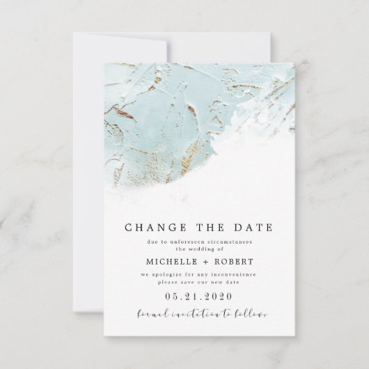 getextureerd blauw goud Foto Verander de datum Kaart (Voorkant)