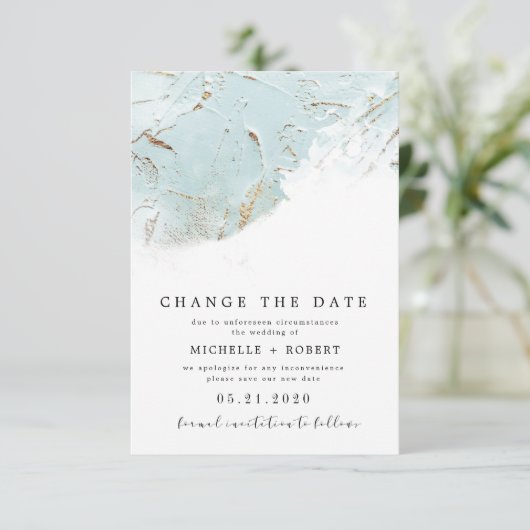 getextureerd blauw goud Foto Verander de datum Kaart (Staand voorkant)