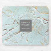 getextureerd blauw goud modern monogram Mousepad Muismat (Voorkant)