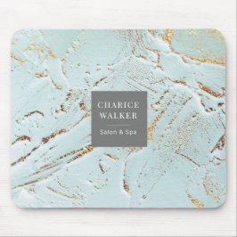 getextureerd blauw goud modern monogram Mousepad Muismat