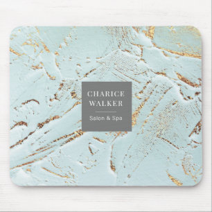 getextureerd blauw goud modern monogram Mousepad Muismat