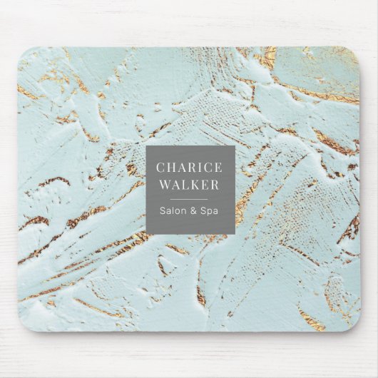 getextureerd blauw goud modern monogram Mousepad Muismat (Voorkant)
