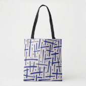 Getextureerd blauw penseelstreken en Stippen Patro Tote Bag (Voorkant)