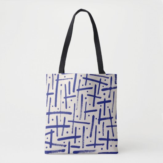 Getextureerd blauw penseelstreken en Stippen Patro Tote Bag (Voorkant)