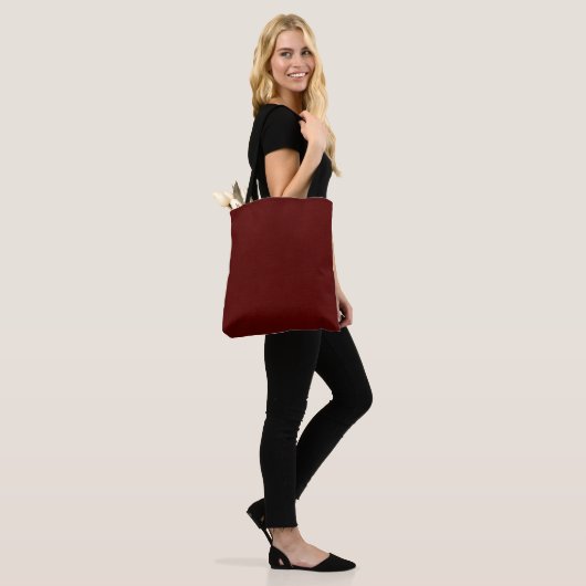 Getextureerd donkerrood, rood-bruin. tote bag (Op model)