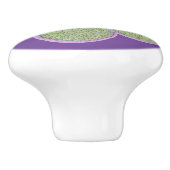 Getextureerd Groen in Roze Bloemen Keramische Knop (Zijkant)