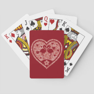 Getextureerd Hart Flamingo Liefde Pokerkaarten