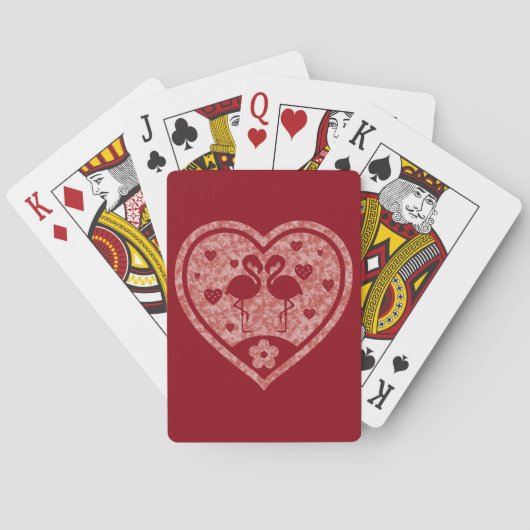 Getextureerd Hart Flamingo Liefde Pokerkaarten (Achterkant)