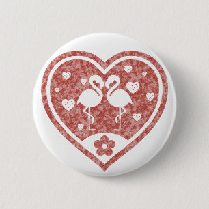 Getextureerd Hart Flamingo Liefde Ronde Button 5,7 Cm