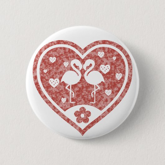 Getextureerd Hart Flamingo Liefde Ronde Button 5,7 Cm (Voorkant)