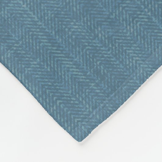 Getextureerd herringbone blauw. fleece deken (Hoek)