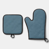 Getextureerd herringbone blauw. ovenwant & pannenlap set (Voorkant)