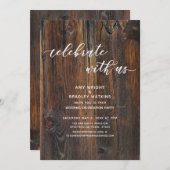 Getextureerd Hout Handgeschreven Script Vier Feest Kaart (Voorkant / Achterkant)