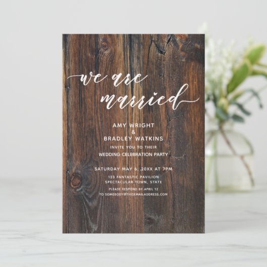 Getextureerd houtafschrift We zijn gehuwd. Kaart (Staand voorkant)