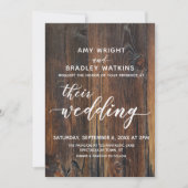 Getextureerd houten handschrift Hun bruiloftshart Kaart (Voorkant)