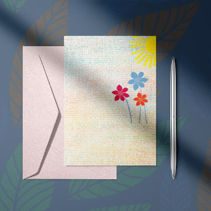 Getextureerd Kleurrijk Bloemmotief met Dankbaarhei Notitiekaartje