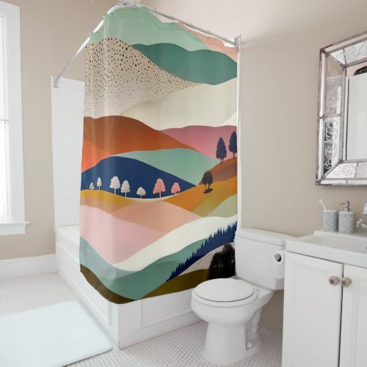 getextureerd landschap douchegordijn (In situ)