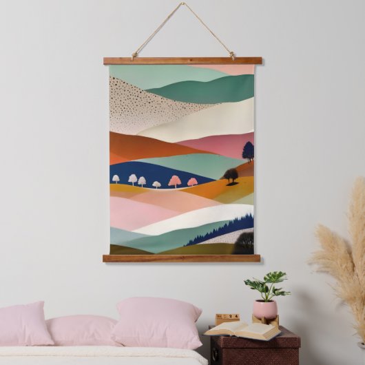 getextureerd landschap hangend wandkleed (Slaapkamer)