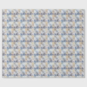 Getextureerd lichtblauw, beige zigzag cadeaupapier (Vlak)
