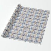 Getextureerd lichtblauw, beige zigzag cadeaupapier (Uitgerold)