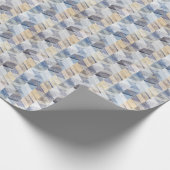 Getextureerd lichtblauw, beige zigzag cadeaupapier (Hoek)