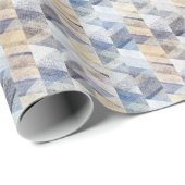 Getextureerd lichtblauw, beige zigzag cadeaupapier (Rol Hoek)