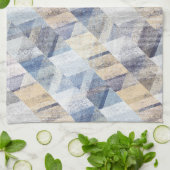 Getextureerd lichtblauw, beige zigzag theedoek (Gevouwen)