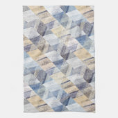 Getextureerd lichtblauw, beige zigzag theedoek (Verticaal)