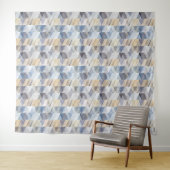 Getextureerd lichtblauw, beige zigzag wandkleed (In Situ (horizontaal))
