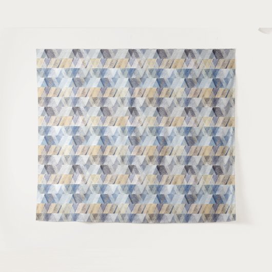 Getextureerd lichtblauw, beige zigzag wandkleed (Voorkant (horizontaal))