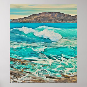 Getextureerd Ocean Uitzicht Design Poster