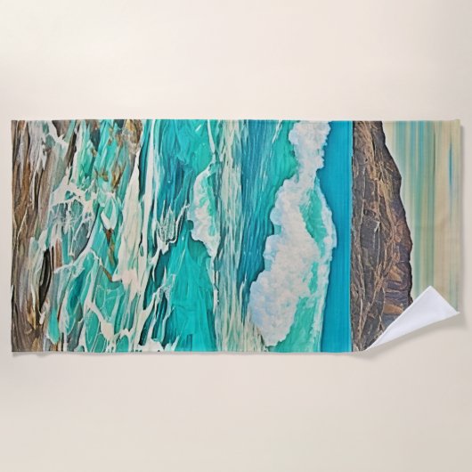 Getextureerd Ocean Uitzicht Design Strandlaken (Voorkant)