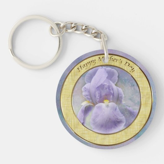 Getextureerd Paars Iris Moederdag Sleutelhanger (Voorkant)