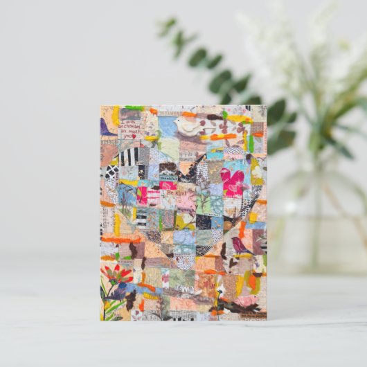 Getextureerd papier hart collage Wenskaart Kaart (Staand voorkant)