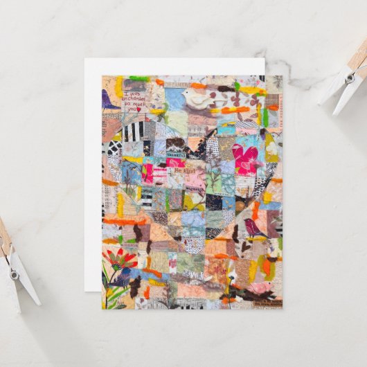 Getextureerd papier hart collage Wenskaart Kaart (Voorkant / Achterkant in situ)