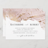 getextureerd roos goud faux folie modern Weddensch Kaart (Voorkant / Achterkant)