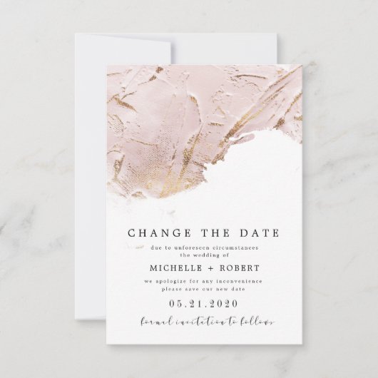 Getextureerd roos goud Foto Wijzig de datum Kaart (Voorkant)