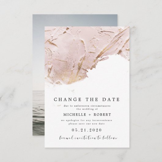 Getextureerd roos goud Foto Wijzig de datum Kaart (Voorkant / Achterkant)