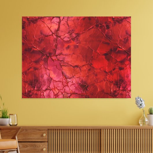 Getextureerd, scheuren, teugels in diep rood canvas afdruk (Insitu (Woonkamer))