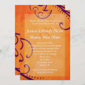 Getextureerd Sinaasappel met Plum Swirls Wedding I Kaart (Voorkant / Achterkant)