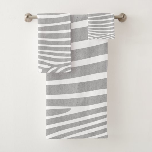  getextureerd Zebra Print Patroon Neutral Grey Bad Handdoek (Insitu)