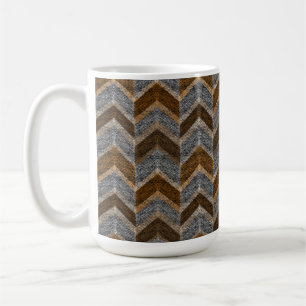 Getextureerd, zigzag, grijs en bruin koffiemok