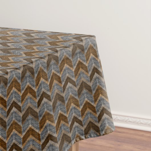 Getextureerd, zigzag, grijs en bruin tafelkleed (Voorbeeld)