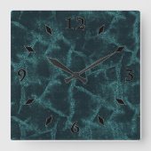 Getextureerd zwart en turkooise  vierkante klok (Voorkant)