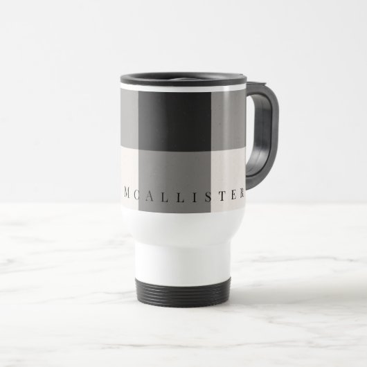 Getextureerd zwart, grijs, ivoorblok reisbeker (Voorkant rechts)