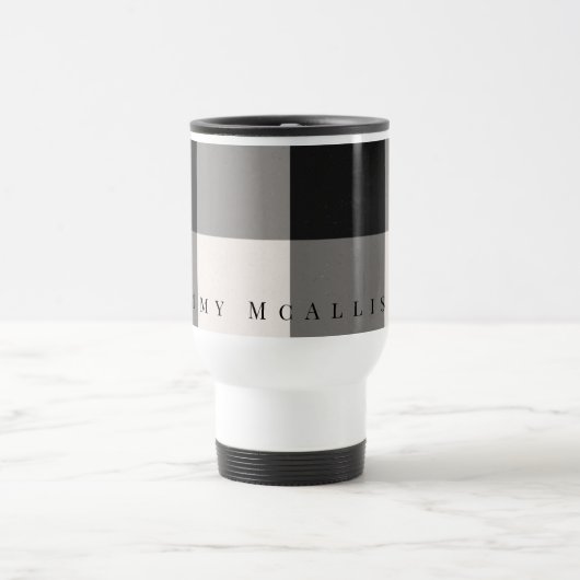 Getextureerd zwart, grijs, ivoorblok reisbeker (Center)