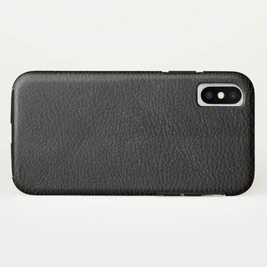 Getextureerd zwart leder Case-Mate iPhone case (Achterkant (horizontaal))